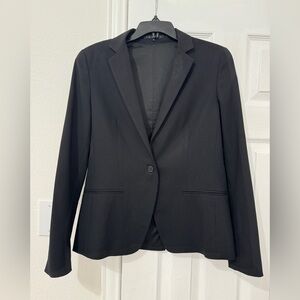 THEORY Balck Striped Lined One Button Classic Blazer Jacket Top Size 10